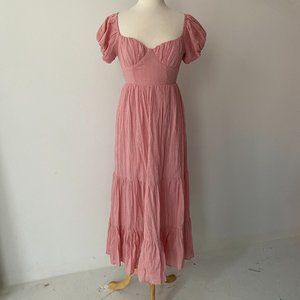 Urban Outfitters Kiss The Sky Amelie Tiered Maxi Dress in Blush Pink, Size S